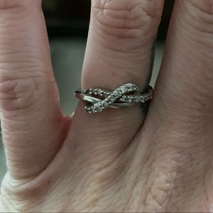 Infinity shaped diamond ring.